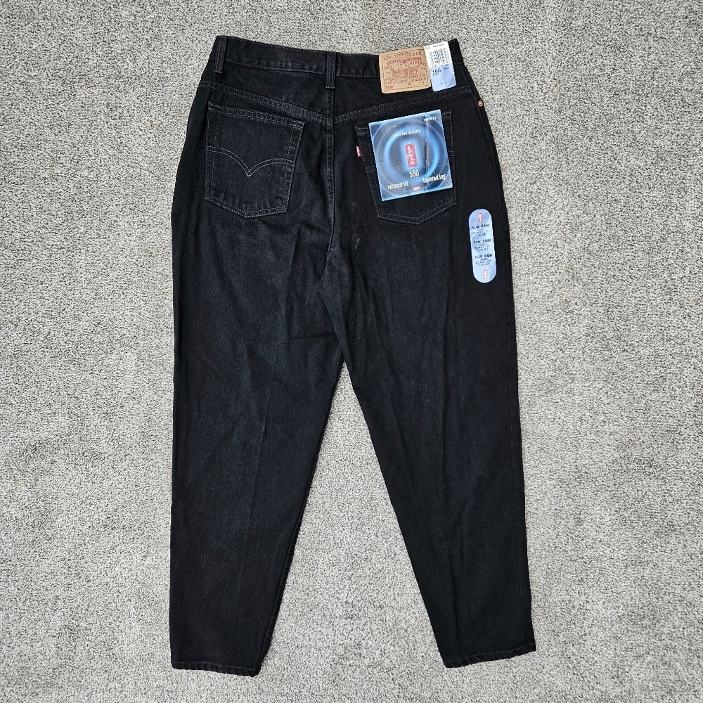 Vintage 90s Levis 550 Womens Jeans Black Tapered Leg Deadstock NWT Size 16 Short
